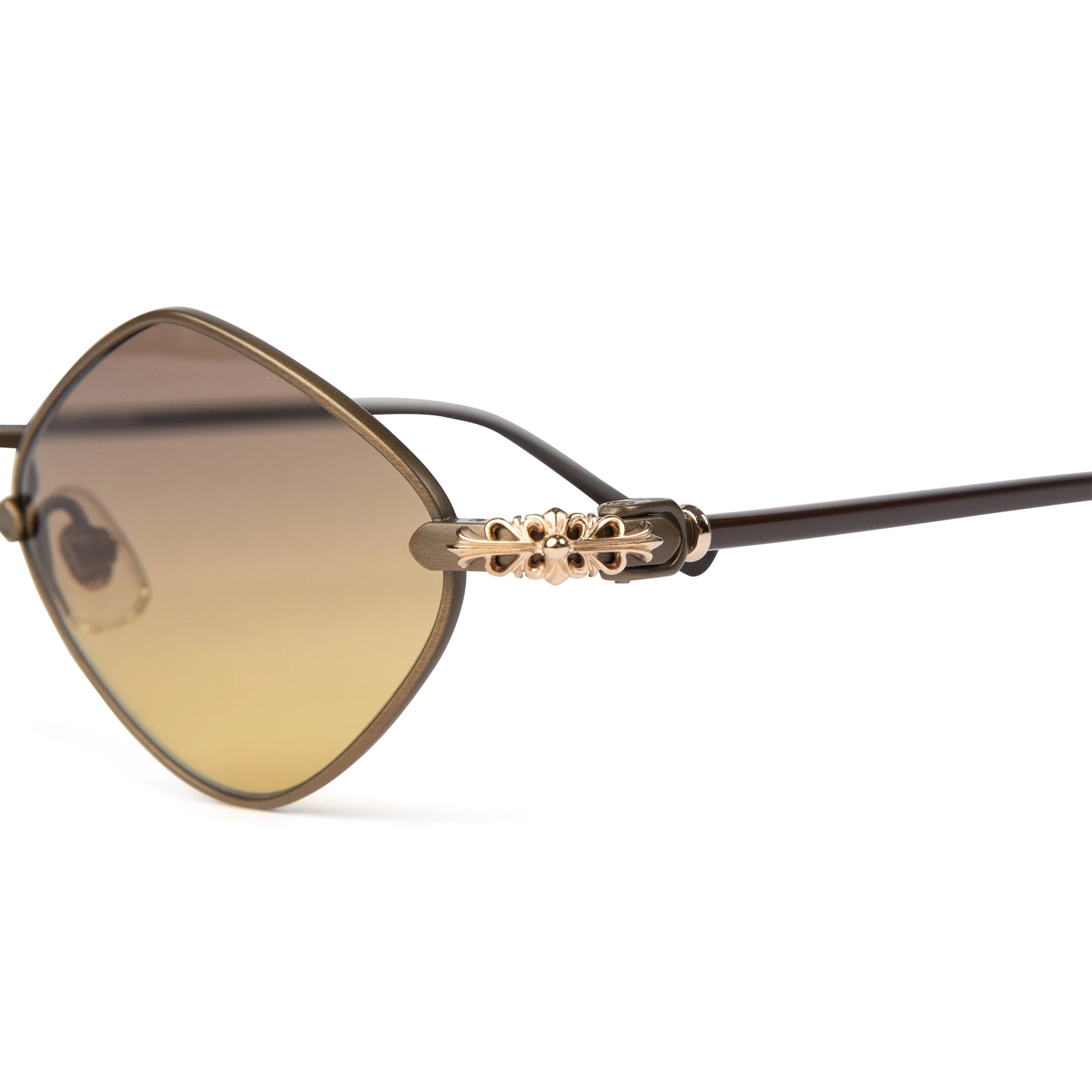 Corner view of Chrome Hearts Diamond Dog Light Brown Sunglasses